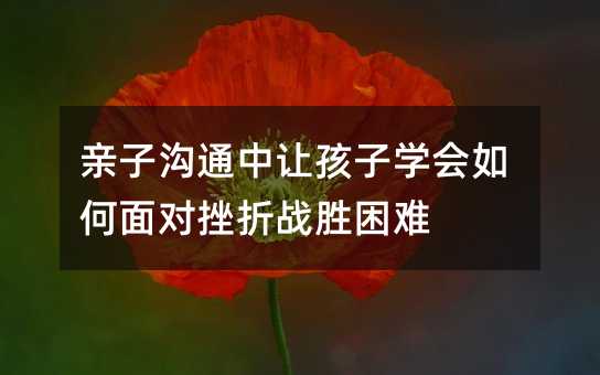 親子溝通中讓孩子學會如何面對挫折戰勝困難