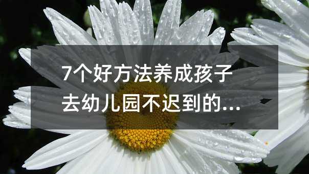 7個好方法養成孩子去幼兒園不遲到的習慣
