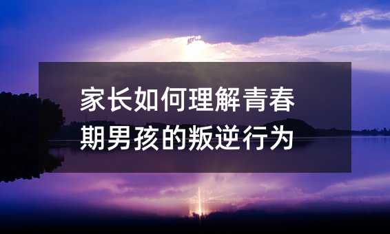 家長如何理解青春期男孩的叛逆行為