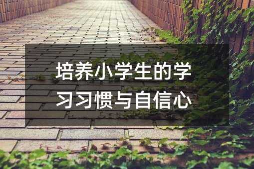 培養小學生的學習習慣與自信心