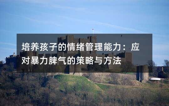 培養孩子的情緒管理能力:應對暴力脾氣的策略與方法