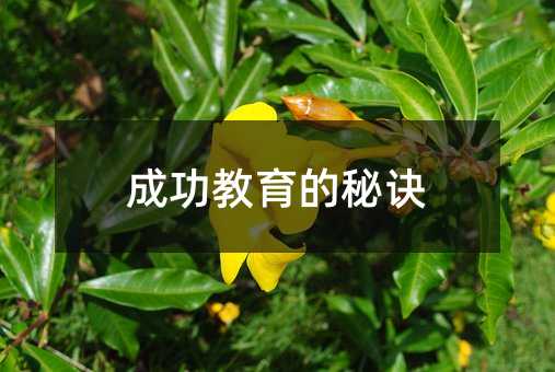 成功教育的秘訣