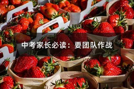 中考家長必讀:要團隊作戰