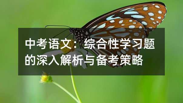 中考語文:綜合性學習題的深入解析與備考策略