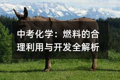 中考化學:燃料的合理利用與開發全解析