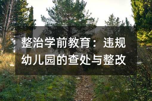 整治學前教育:違規幼兒園的查處與整改