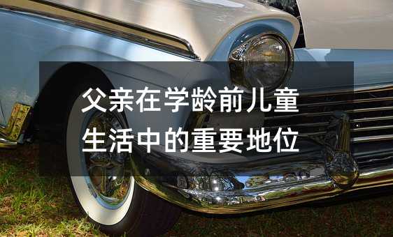 父親在學齡前兒童生活中的重要地位
