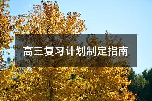 高三復習計劃制定指南