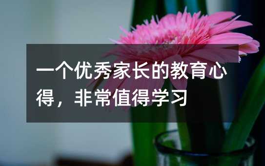 一個優(yōu)秀家長的教育心得,非常值得學習