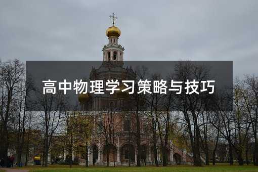 高中物理學習策略與技巧