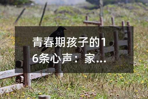 青春期孩子的16條心聲:家長必讀