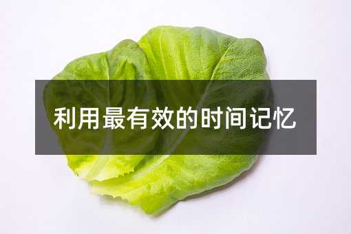 利用最有效的時(shí)間記憶