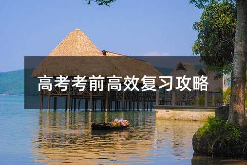 高考考前高效復習攻略