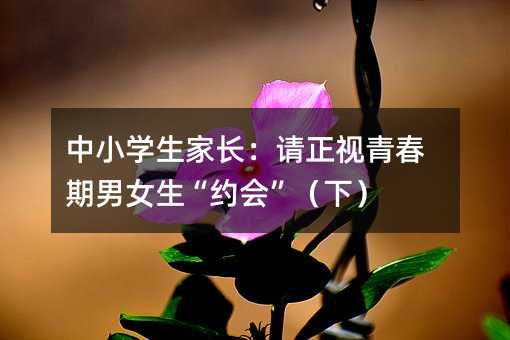 中小學生家長:請正視青春期男女生“約會”(下)