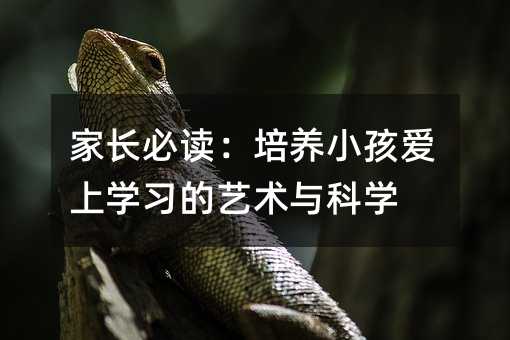 家長必讀:培養(yǎng)小孩愛上學(xué)習(xí)的藝術(shù)與科學(xué)