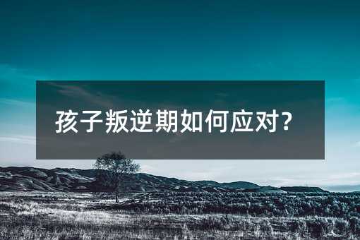 孩子叛逆期如何應對?