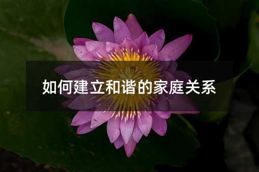 如何建立和諧的家庭關系