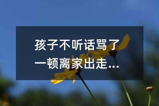 孩子不聽話罵了一頓離家出走了_