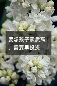 要想孩子素質高,需要早投資