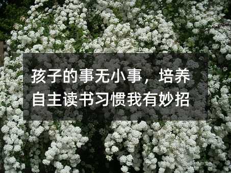 孩子的事無小事,培養自主讀書習慣我有妙招