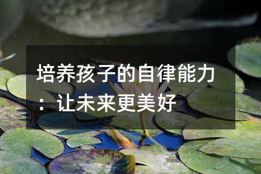 培養(yǎng)孩子的自律能力:讓未來更美好