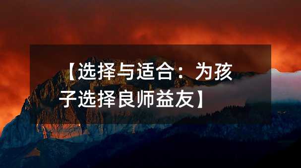 【選擇與適合:為孩子選擇良師益友】