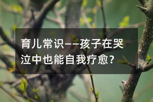 育兒常識——孩子在哭泣中也能自我療愈?