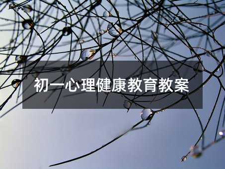 初一心理健康教育教案