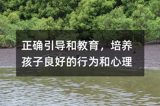 正確引導和教育,培養孩子良好的行為和心理