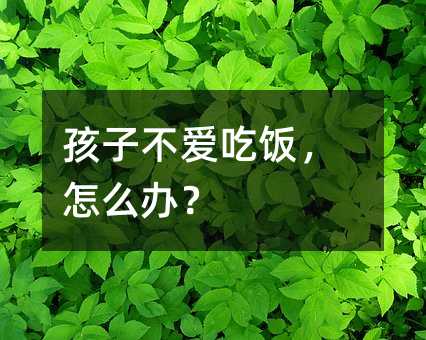孩子不愛吃飯,怎么辦?