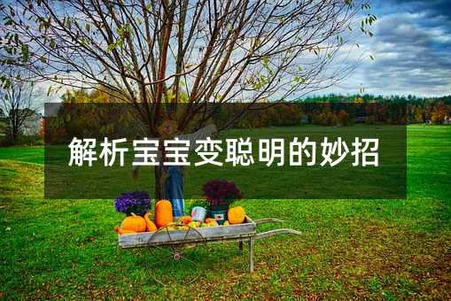 解析寶寶變聰明的妙招