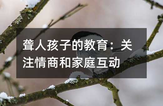 聾人孩子的教育:關注情商和家庭互動