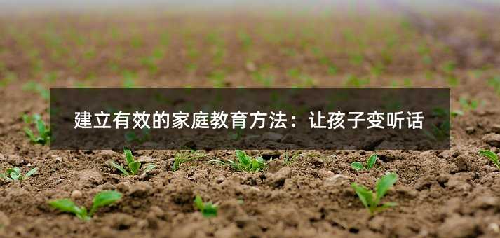建立有效的家庭教育方法:讓孩子變聽話
