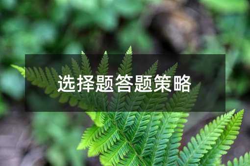 選擇題答題策略