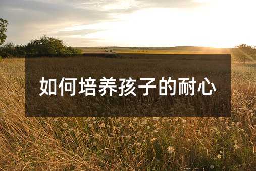 如何培養(yǎng)孩子的耐心