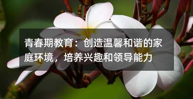 青春期教育:創造溫馨和諧的家庭環境,培養興趣和領導能力