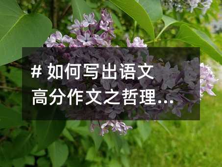 # 如何寫出語文高分作文之哲理論證式