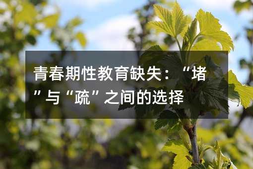 青春期性教育缺失:“堵”與“疏”之間的選擇