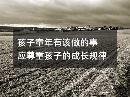 孩子童年有該做的事 應(yīng)尊重孩子的成長規(guī)律