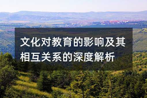 文化對教育的影響及其相互關系的深度解析