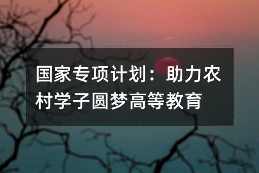 國家專項(xiàng)計(jì)劃:助力農(nóng)村學(xué)子圓夢(mèng)高等教育