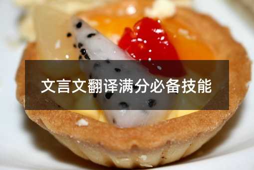 文言文翻譯滿分必備技能