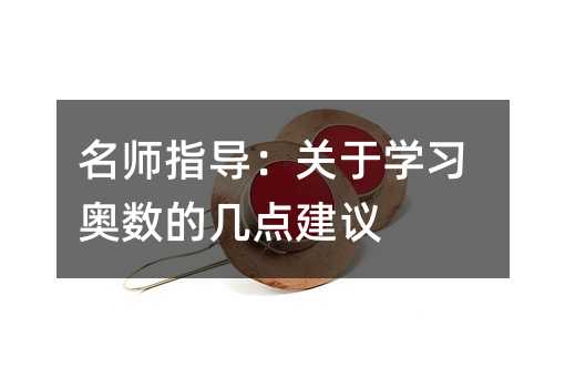 名師指導:關于學習奧數的幾點建議