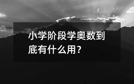 小學階段學奧數到底有什么用?