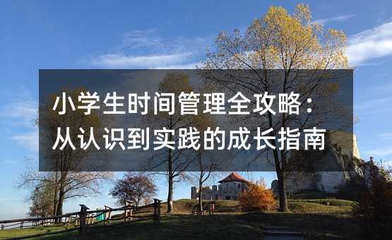 小學生時間管理全攻略:從認識到實踐的成長指南
