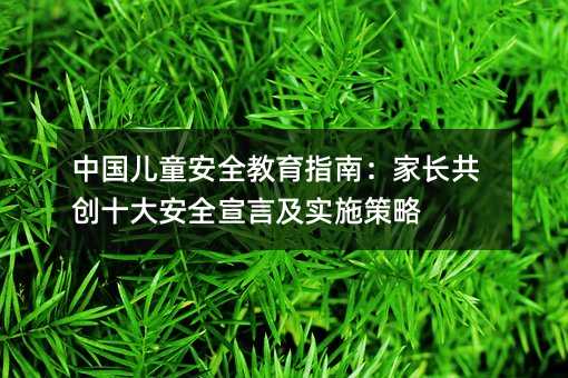 中國兒童安全教育指南:家長共創十大安全宣言及實施策略