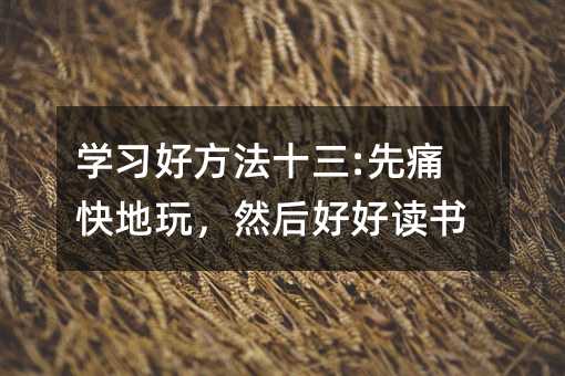 學習好方法十三:先痛快地玩,然后好好讀書