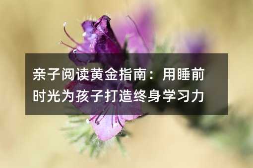 親子閱讀黃金指南:用睡前時光為孩子打造終身學習力