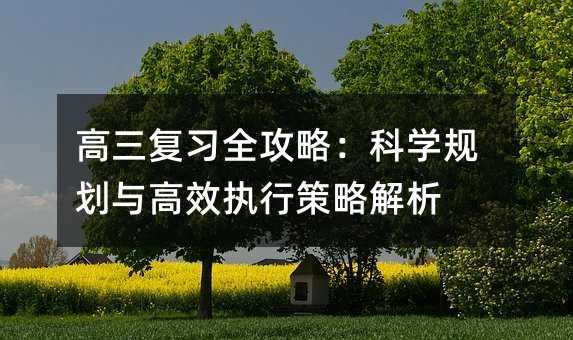 高三復習全攻略:科學規劃與高效執行策略解析