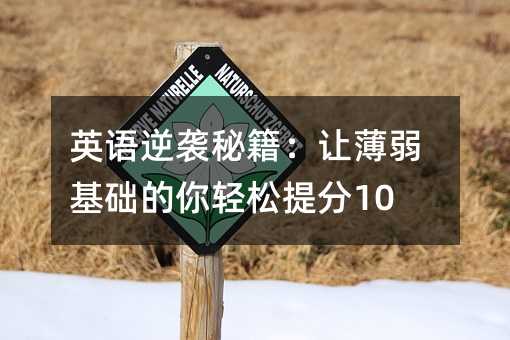 英語逆襲秘籍:讓薄弱基礎的你輕松提分100+